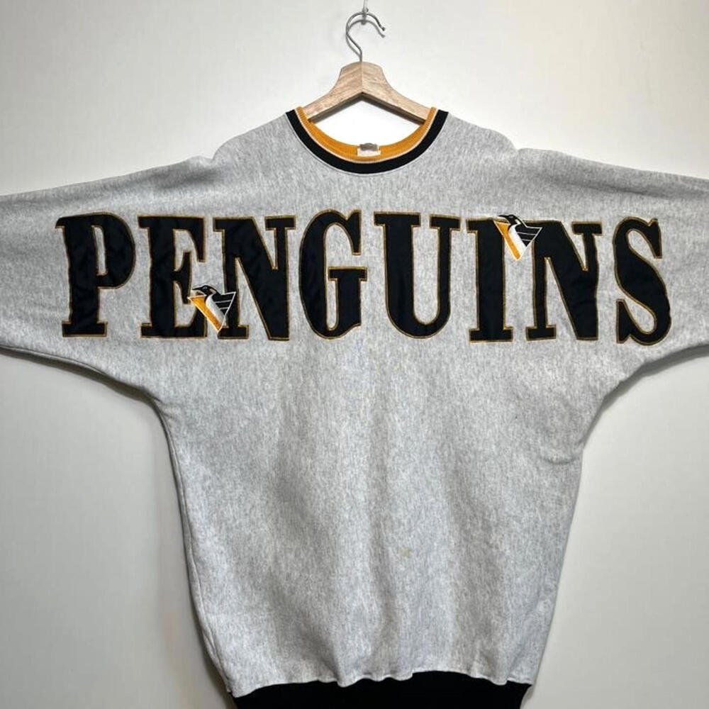 Vintage 90s NHL Pittsburgh Penguins Sweatshirt XL Sleeve Print Embroidered